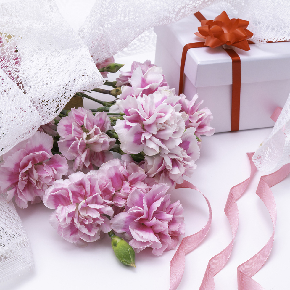 カーネーションとプレゼントボックス